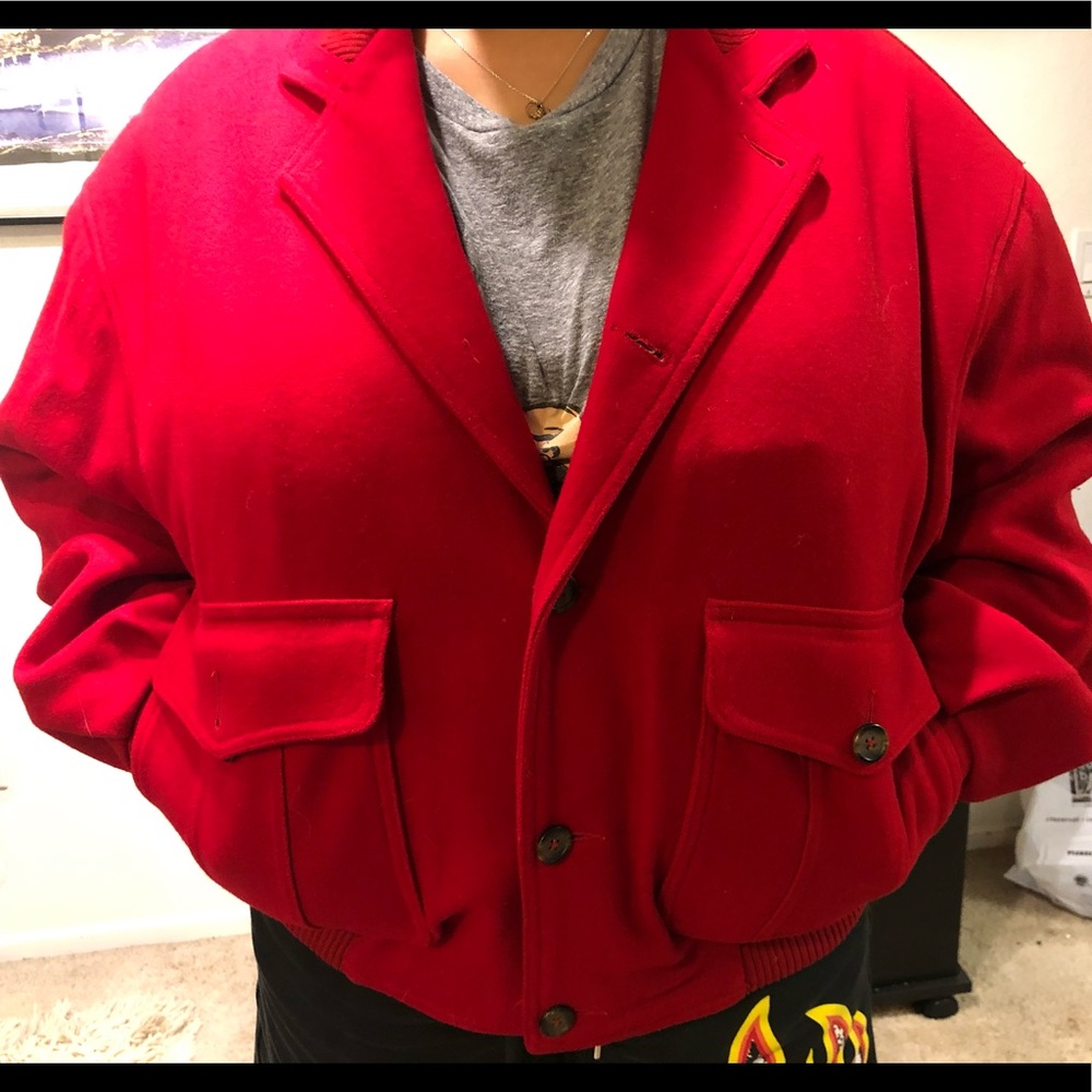 Men’s wool red bomber jacket